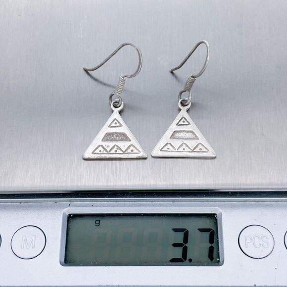 Vintage Sterling Silver 925 Geometric Triangle Dangle Earrings - Picture 5 of 5